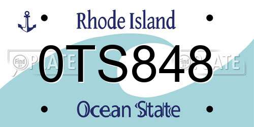 0TS848 Rhode Island License Plate