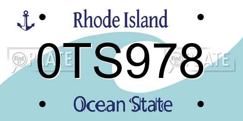 0TS978 Rhode Island License Plate
