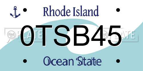 0TSB45 Rhode Island License Plate