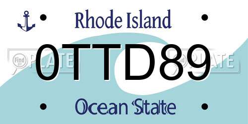 0TTD89 Rhode Island License Plate