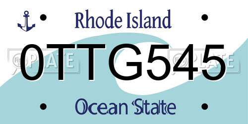 0TTG545 Rhode Island License Plate