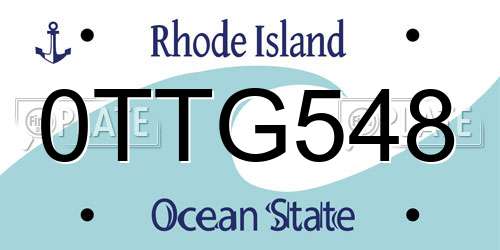 0TTG548 Rhode Island License Plate