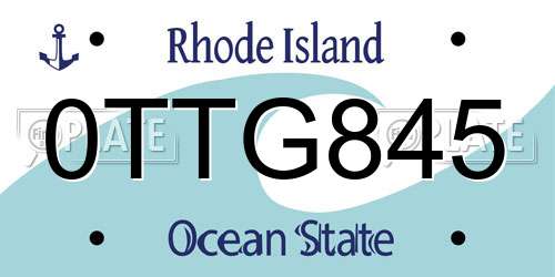 0TTG845 Rhode Island License Plate
