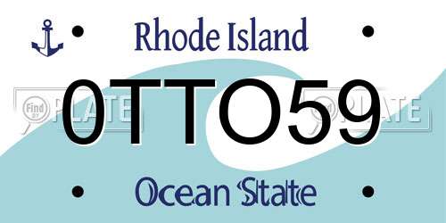 0TTO59 Rhode Island License Plate