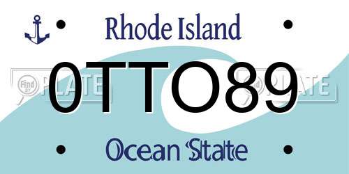 0TTO89 Rhode Island License Plate