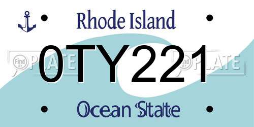 0TY221 Rhode Island License Plate