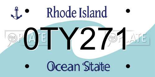 0TY271 Rhode Island License Plate