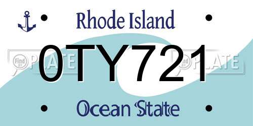 0TY721 Rhode Island License Plate