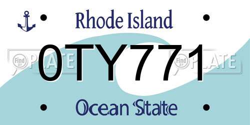0TY771 Rhode Island License Plate