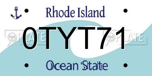 0TYT71 Rhode Island License Plate
