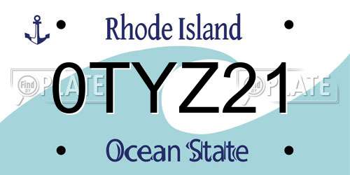 0TYZ21 Rhode Island License Plate