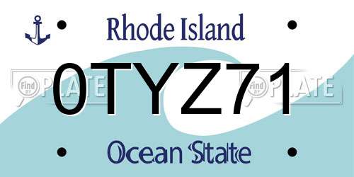 0TYZ71 Rhode Island License Plate