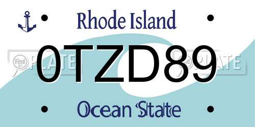 0TZD89 Rhode Island License Plate