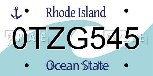 0TZG545 Rhode Island License Plate