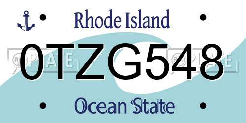 0TZG548 Rhode Island License Plate