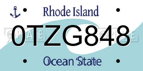 0TZG848 Rhode Island License Plate
