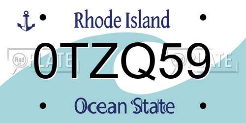 0TZQ59 Rhode Island License Plate