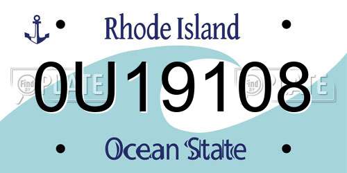 0U19108 Rhode Island License Plate