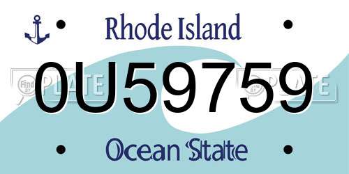 0U59759 Rhode Island License Plate
