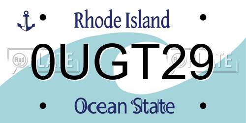 0UGT29 Rhode Island License Plate