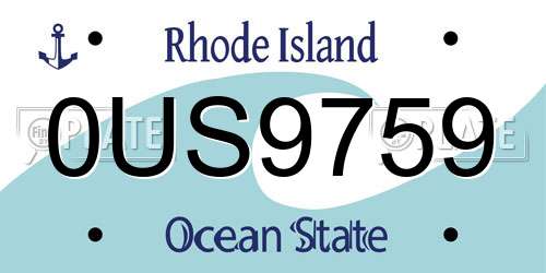 0US9759 Rhode Island License Plate
