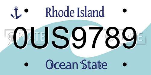 0US9789 Rhode Island License Plate