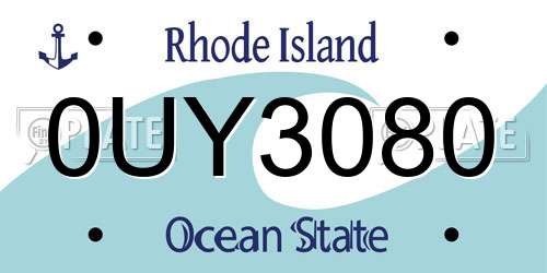 0UY3080 Rhode Island License Plate