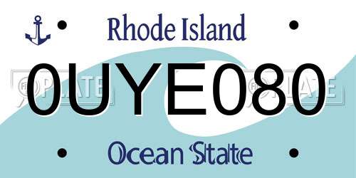 0UYE080 Rhode Island License Plate
