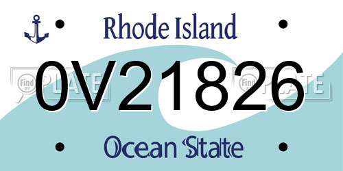 0V21826 Rhode Island License Plate