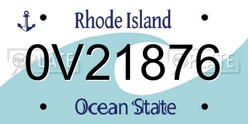 0V21876 Rhode Island License Plate