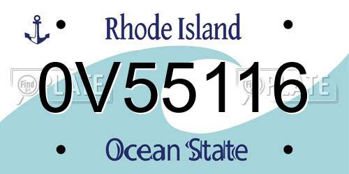 0V55116 Rhode Island License Plate