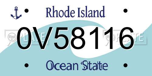 0V58116 Rhode Island License Plate