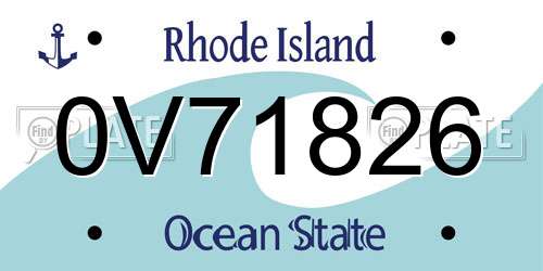 0V71826 Rhode Island License Plate