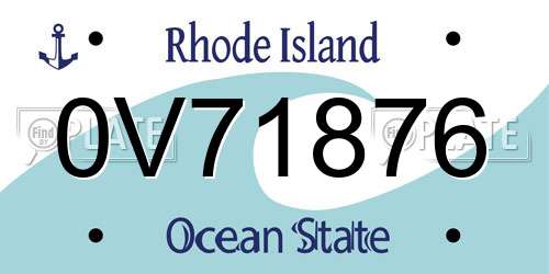 0V71876 Rhode Island License Plate