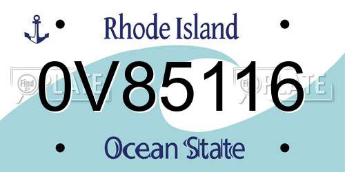 0V85116 Rhode Island License Plate