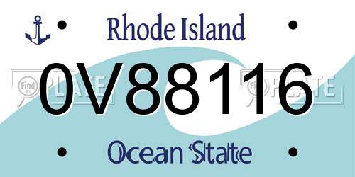 0V88116 Rhode Island License Plate