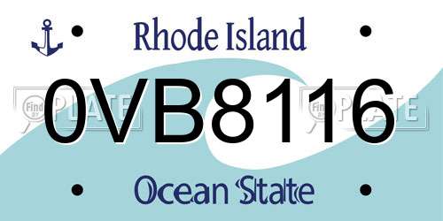 0VB8116 Rhode Island License Plate