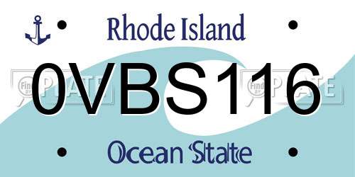 0VBS116 Rhode Island License Plate