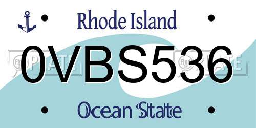 0VBS536 Rhode Island License Plate