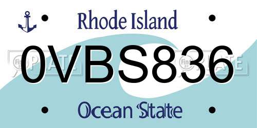 0VBS836 Rhode Island License Plate