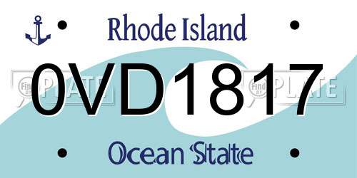 0VD1817 Rhode Island License Plate