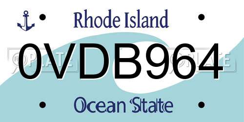 0VDB964 Rhode Island License Plate