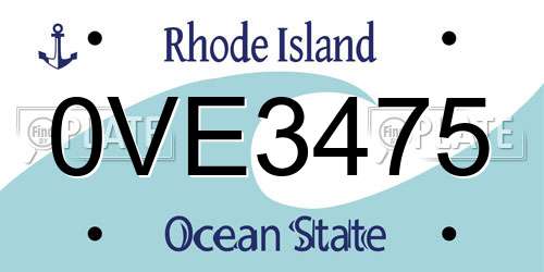 0VE3475 Rhode Island License Plate