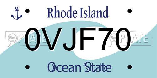 0VJF70 Rhode Island License Plate