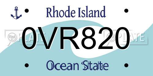 0VR820 Rhode Island License Plate