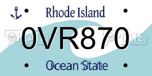 0VR870 Rhode Island License Plate