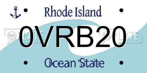 0VRB20 Rhode Island License Plate
