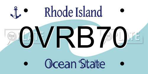 0VRB70 Rhode Island License Plate