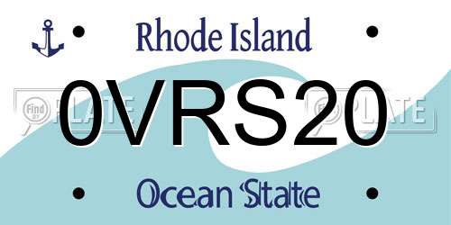 0VRS20 Rhode Island License Plate