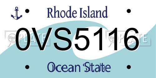 0VS5116 Rhode Island License Plate